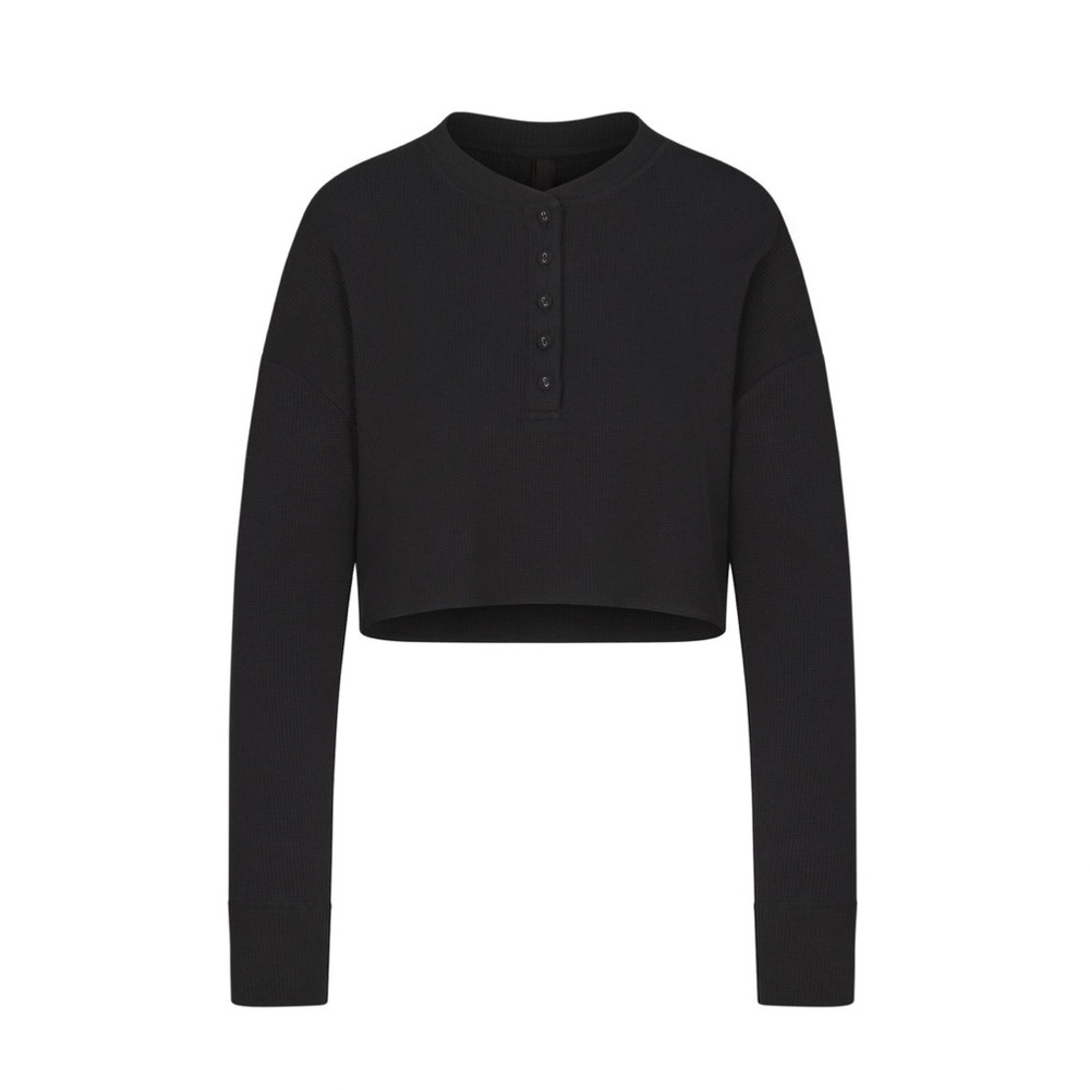 skims cropped waffle henley